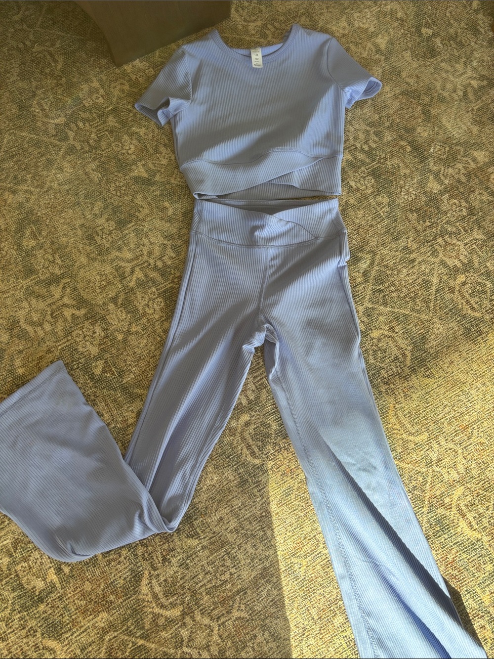 Yogalicious Kids Lavender Ribbed Wide-Leg Matching Set